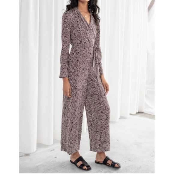 & Other Stories Wide Leg Jumpsuit Brown and Black Size 2 - Picture 4 of 13